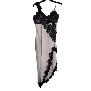 Asymmetric Lace Midi Dress